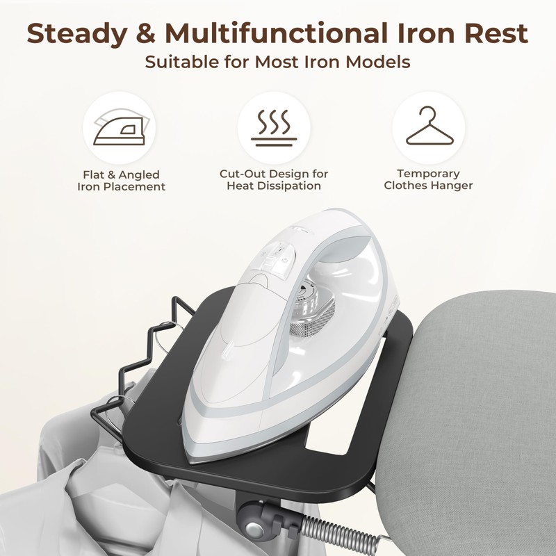 Yaheetech Ironing Board, Compact Iron Board with Cord Holder, Steam