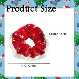 4 Pcs Christmas Hair Accessories, Green Scrunchie Red Hair Bobbles Green Red Xmas Hair Bobbles, Red Bobbles for Girls Womens Hair Bands Christmas Party Decoration