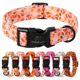 Babole Pet Dog Collar Fall Dog Collars Thansgiving Adjustable Lightweight Cotton Dog Collars for Small Medium Large Boy Girl Dogs Orange College Football S