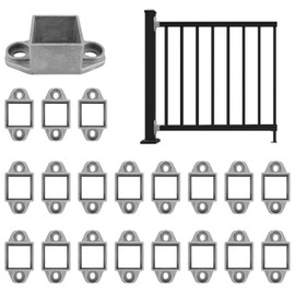 20 Pack 1-1/4'' x 1-1/4'' Aluminum Post Bracket, Wall Mount Rail End Bracket, Square Post Flange Base for Deck Railing Mailbox Fence