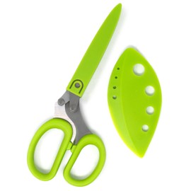 Norpro Multi Blade Herb Scissors with Blade Cleaner, 8-inch, Green