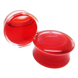 Pierced Republic Liquid Blood Filled Ear Plugs - Double Flared - 8 Sizes - Pair (0 Gauge (8mm))