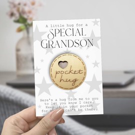 Maise & Rose Pocket Hug For Grandson Token | Gift For Grandson | Thinking Of You | Miss You | Birthday | Moving | Cheer Up Gift | Pick Me Up | GRDTKN