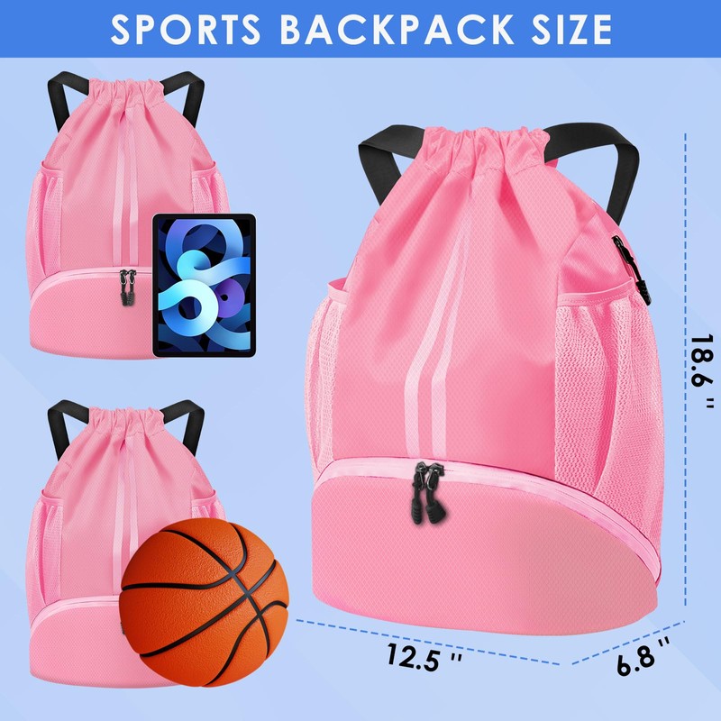 BROTOU Unisex Drawstring Backpack, Waterproof Gym Bag, Large Oxford PE