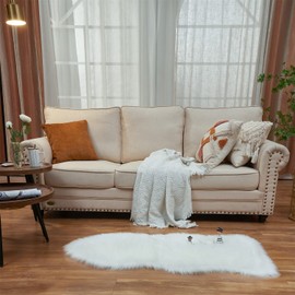 EasyJoy Ultra Soft Fluffy Shaggy Area Rug Faux Fur Rug Chair Cover Seat Pad Fuzzy Area Rug for Bedroom Floor Sofa Living Room (2 x 4 ft Sheepskin, White)