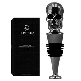 Homestia Black Skull Bottle Stopper Stainless Steel Cool Wine Stopper Wine Lovers Gift Reusable Accessories for Wine for New Housewarming Gift