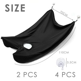 2 Pieces Shaving Towel with 4 Suction Cups, Shaving Cape, Dressing Gown for Salon Care, Shaving Hair Cutting, Waterproof Beard Apron (Black, White)