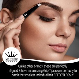Surgical Tweezers for Ingrown Hair - Precision Sharp Needle Nose Pointed Tweezers for Splinters, Ticks & Glass Removal - Best for Eyebrow Hair, Facial Hair Removal (slant & pointed, dark black)