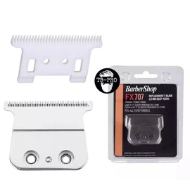 TB-PRO Fx707 Silver Replacement T-Blade 2.0 MM Deep Tooth Titanium Trimmer Blade Set with Ceramic Cutter Blade for Babyliss Trimmers FX726 FX787G FX787BN FX787RG