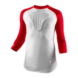 McDavid MD7630-0240-15 HEX Sternum Raglan 3/4 Shirt White/Scarlett Youth-XL