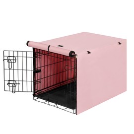 X-ZONE PET Double Door Dog Crate Cover - Polyester Pet Kennel Cover Fits 30 inches Wire Dog Cage Pink