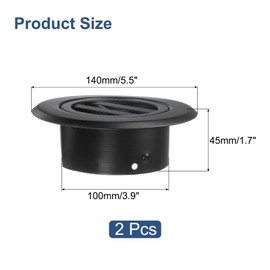 sourcing map 2pcs Soffit Vents 4 Inch, Aluminum Air Vent Cover with Screen Mesh, Louvered Grille Cover for Wall, Ceiling Mount, Bathroom, Black