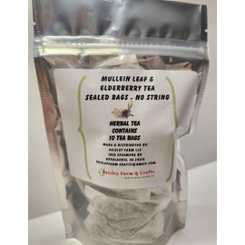 Mullein Leaf Elderberry Blend Tea Bags - All Natural Wildcrafted (10)