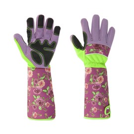 Long Sleeve Gardening Gloves, Heavy Duty Synthetic Leather Work Gloves Thorn Proof Protective Gauntlet Glove for Garden and Yard Work, Pink