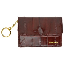 MARSHAL Eel Skin Soft Leather Change Purse Coin Wallet with Key Ring