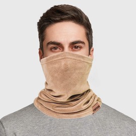 Neck Warmer Gaiter 2 Pack Winter Fleece Neck Cover Balaclava Windproof Face Cover Mask for Ski Motorcycle (Beige/Skin, 2)
