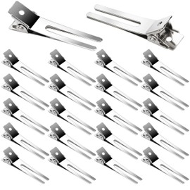 Beayuer Hairdressing Curl Clips 1.8 Inch Double Prong Curl Setting Section Hair Clips Metal Alligator Clip for Hair Bow Great Pin Curl Hairpins Styling Clips Hair Salon Barber Hairstyling (20 Pcs)