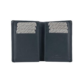 CHARRO Vertical Genuine Leather Wallet for Men Women Slim No Coin Pocket with Gift Box, Dark blue 71, Casual