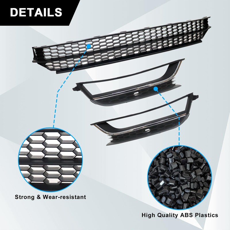 SecosAutoparts Front Bumper Lower Grille & Foglight Grill Cover Compatible