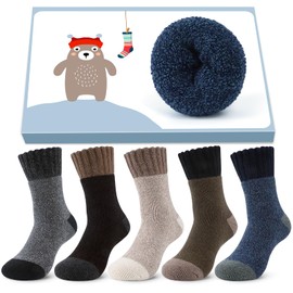 Thermal Socks for Men Stocking Fillers: 5-Pk Wool Mens Socks Winter Warm Socks Gifts for Men Dad Teenage Boys Btother Mens Gifts for Ghristmas, Secret Santa Gifts for Men Thermal Work Socks Mens