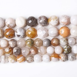 32 piezas de abalorio de ágata de hoja de bambú natural de 12 mm para hacer joyas, pulseras, collares, accesorios AAA de 15 pulgadas, abalorio de piedra de energía curativa (ágata de hoja de bambú, 12