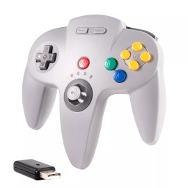 Unbranded 2.4G Wireless N64 Switch Controller for N64, Switch PC iOS Mac Win Steam Android - w/ USB Receiver,Gray