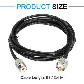 MECCANIXITY 1PCS RG58 Coaxial Cable 8ft/2.4 M, UHF PL-259 Male to UHF SO 239 Female Coax Cable 50 Ohm Low Loss Cable for CB Radio, Ham Radio, Antenna Analyzer
