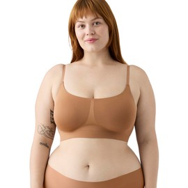 True & Co Soft Form Square-Neck Adjustable Plunge-Back Bra Bronzed