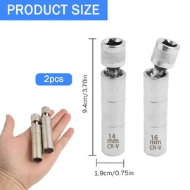 SopwMap Spark Plug Wrench with Magnet, 14 mm/16 mm, 3/8 Inch Spark Plug Socket, Magnetic Spark Plug Plug, Spark Plug Disassembly Tool, for Car Repair and Maintenance, Pack of 2