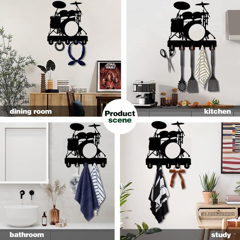 Drum Wall Hook Multi-Purpose Wall Hanger Coat Bags Clothes Keys