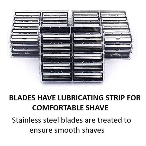** 200 Count ** Taconic Shave Twin Blade Razor Refill Cartridges with Lubricating Strip - Compatible with Gillette Trac 2, Gillette Atra, Vector and Contour Razor Handles -Made in The USA