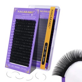 NAGARAKU Individual Eyelashes, 1:1 Individual Eyelashes, Volume Eyelashes, Classic Eyelash Extension, Soft, Natural, 1 to 1 Eyelashes, Single Eyelash, Matte Black, 16 Rows, High Capacity (0.07 CC 9