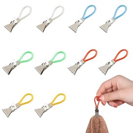 Pack of 10 Towel Clips Hanging Towel Clip Photo Clips Towel Clips with Loops for Towel Clips of Houses Cabinets and Bathrooms