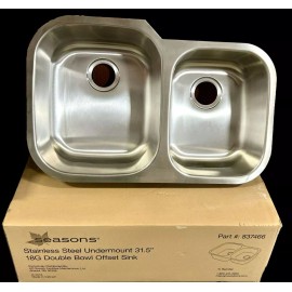 Seasons 31.5"W x 20,4"L x 9"/7.5"DDouble Offset Left Undermount Ss Kitchen Sink
