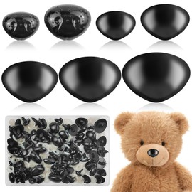 HavaCue 100PCS Safety Noses for Amigurumi,15-29mm Plastic Animal Safety Noses with Washers,Black Safety Noses for Crocheting in 7 Sizes for Crochet Animals Puppets