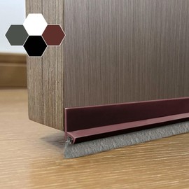 Door Sweep for Bottom of Door, Integrated Bottom Door Draft Stopper with Brush, Self-Adhesive Under Door Seal for Dust/Noise/Hot or Cold Air Insulation, Brown 39.37" L/1" W