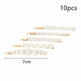 10Pcs Pearls Hair Clips Sweet Pearl Hair Pins Elegant Pearl Hair Barrettes Pearls Hair Slides Hair Accessories for Women and Girls, 10 Piece Assortment