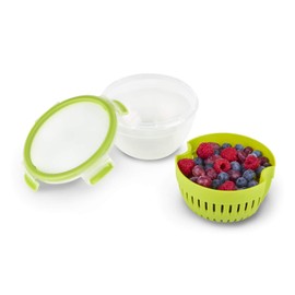 Emsa N10722 Clip & Go Fruit Bowl Frischhaltedose | 1,1 L | Siebeinsatz für länger anhaltende Frische | 100 % dicht | Frische Dichtung, Grün