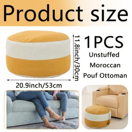 Louis Donné Unstuffed Moroccan Pouf Ottoman Foot Rest Cover Waterproof Pu Leather Small Ottoman with Storage Multifunctional Folding Pouf Cover for Living Room, Bedroom or Balcony ONLY Cover