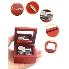 Sinzyo Music Box Carved Wood Wind Up Musical Box Gift for Christmas,Birthday,Valentine's Day(Red Box,Tune : Anastasia-Once Upon A December)