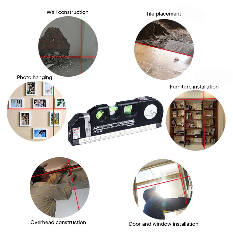 Laser Leveler 3 in 1 Bubble Level Tape Measure Scale