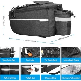 MORECP 10L waterproof Insulated Bike Cooler Rear Rack Bag | Reflective Bicycle Seat Cargo Panniers with Water-Resistant Design | Cycling Luggage Shoulder Bag