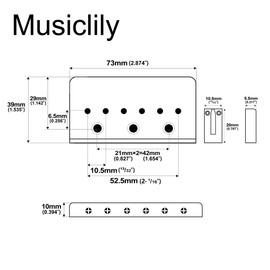 Musiclily Ultra 52.5mm (2-1/16 inch) Offset-Saddle Guitar Hardtail Fixed Bridge Non-Tremolo Bridge for Fender American Strat Tele Style Electric Guitar, Gold
