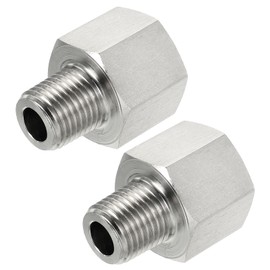 sourcing map Pipe Fitting Reducer Adapter, 1/4 PT Male to 3/8 PT Female Stainless Steel Reducing Thread Adapter, Pack of 2