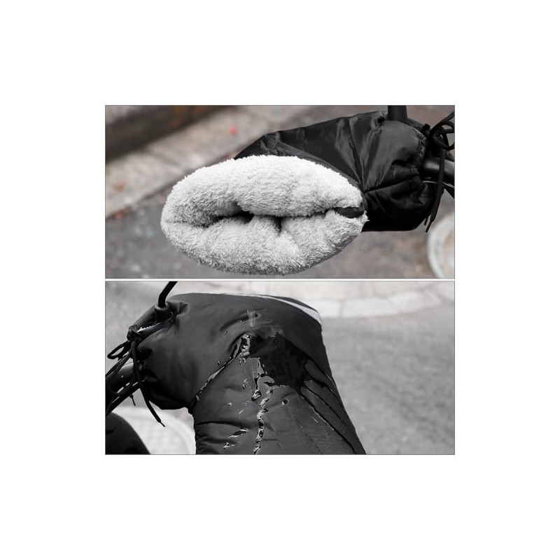 QWORK Motorcycle Handlebar Gloves Winter Thermal Windproof Waterproof with Reflective