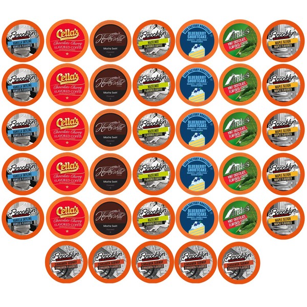 Best of The Best Flavored Coffee Pods, Variety Sampler Pack for Keurig K Cup Brewers, 40Count - Flavored Coffee Lovers, Great Gift - 5 Cups Of Each Flavor