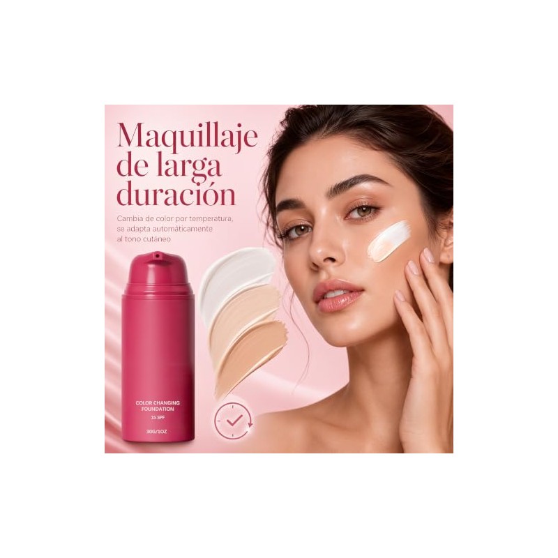 Base Maquillaje Cambiante Temperatura Semimate Impecable Ligera Larga Duración Toda