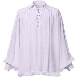 GRACEART Pirate Shirt Men Vampire Renaissance Shirts Victorian Ruffled Medieval Costume Cotton Linen Shirt