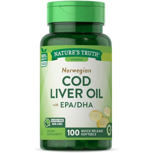 Nature's Truth Norwegian Cod Liver Oil Dietary Supplement - 100 Softgels, Pack of 6