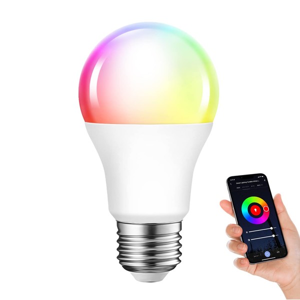 LVWIT Smart Bulb, LED Bulb, Smart Light, E26 60W Equivalent, 810lm, Light Bulb, Daylight, Daylight, RGBCW, Multicolor, App Control, Dimmable, 2.4 GHz, Wi-Fi, Remote Control, Alexa/Google Home Compatible, Timer Function, Energy Saving, Indirect Lighting, 